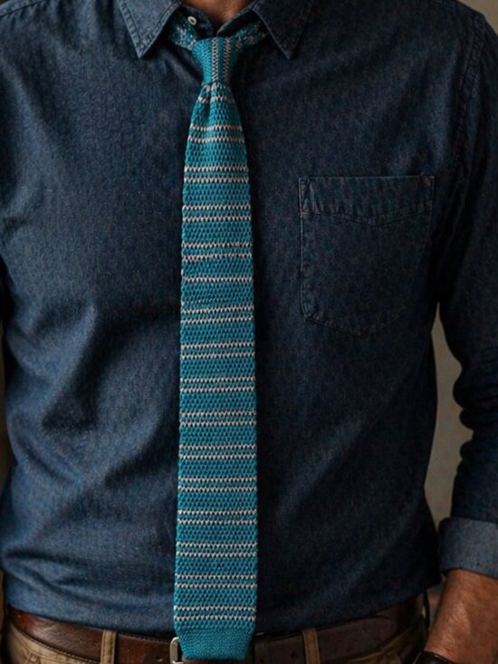 Frank & Oak Other - Frank & Oak Men's Necktie Square Tip Teal Green & Black Slim 2.25" X 55' Silk